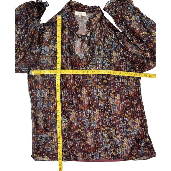 Lafayette 148 New York Sz L Womens Floral Summer Set Sheer Blouse Satin Camisole - Picture 11 of 12